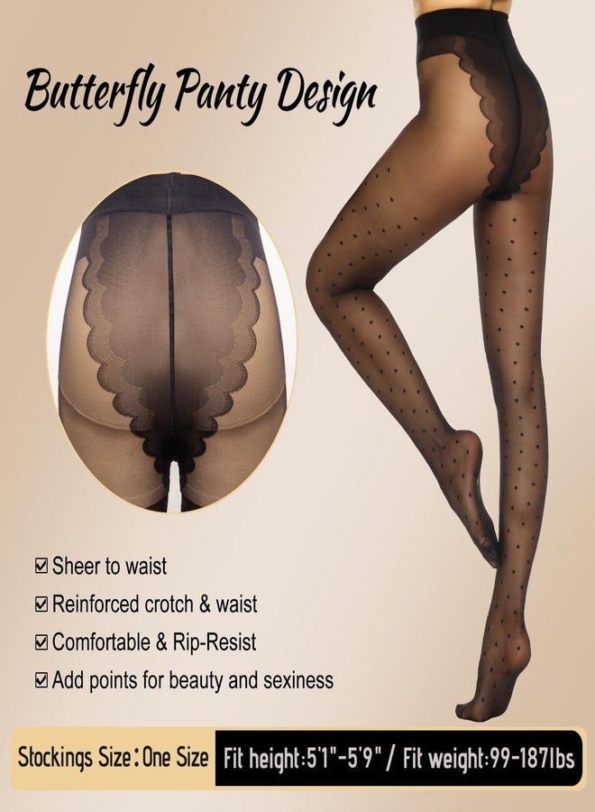 MANZI Women's Sheer Patterned Tights All-Over Polka-Dot Leopard Hearts Stockings 30 Denier Pantyhose Nylons - Image 3